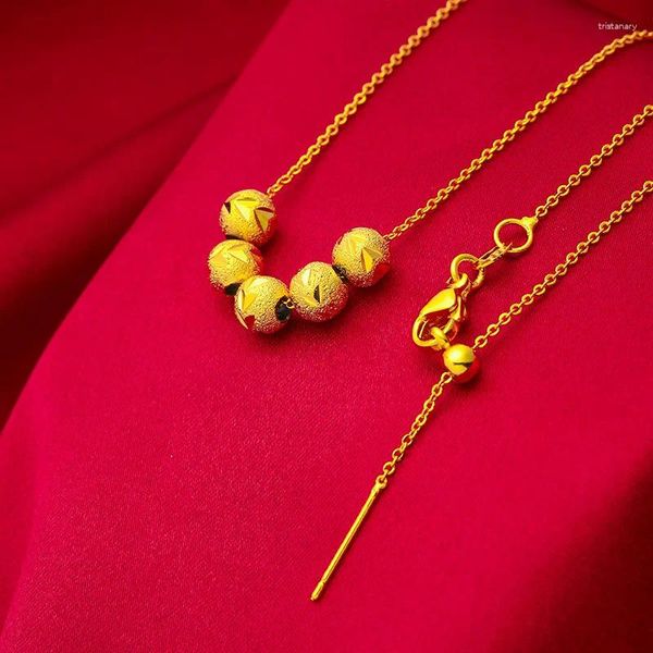 Pingentes 24k puro amarelo ouro cor sorte contas colares pulseira para mulheres menina chocker correntes casamento jóias finas presentes não desbotar