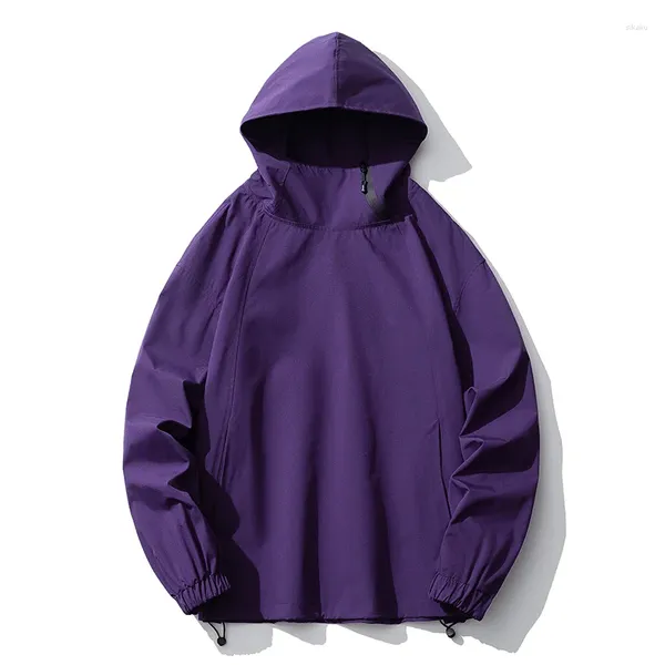 Herrenjacken, klassische einfarbige Kapuzenjacke für Herren, lässige Outdoor-Windbreaker-Mäntel, gerippte Ärmel, männlicher Mantel, Sportkleidung in Übergröße