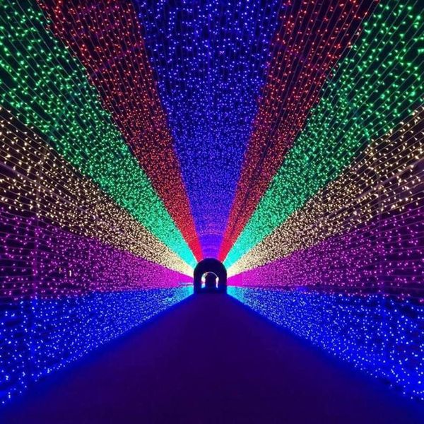 Thrisdar 6x4m 880led rede de luz de natal jardim malha guirlanda de fadas ao ar livre feriado festa de casamento pano de fundo corda led strings274s