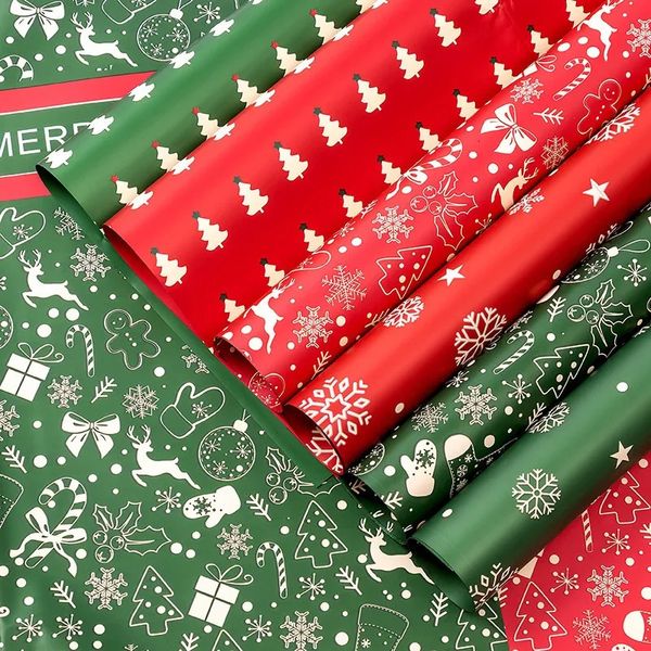 Emballage cadeau 20 feuilles / paquet papier d'emballage de cadeau de Noël imperméable papier d'emballage de bouquet de cadeau de fleur de réveillon de Noël 231214