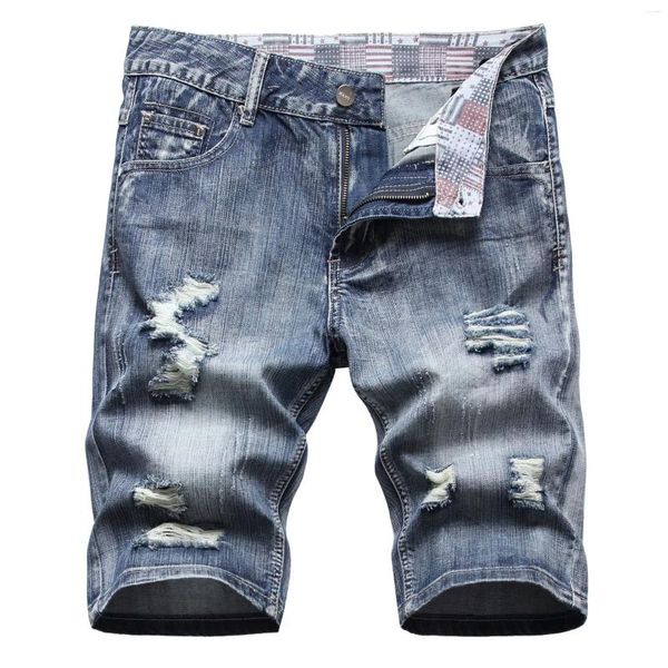 Herren-Jeans, modisch, luxuriös, hochwertig, für den Sommer, mit Distressed-Löchern, gerade, lockere Passform, gewaschener Oversize-Denim, klassisch