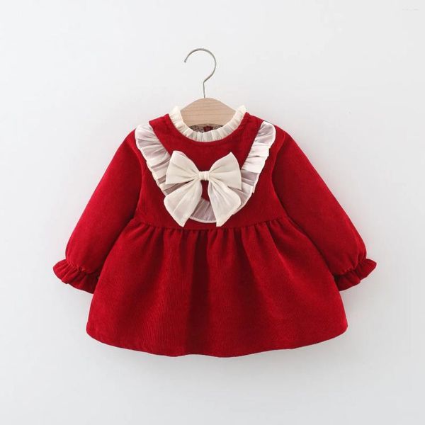 Vestidos da menina da criança roupas de bebê para meninas nascidas primavera arco nó plissado vestido infantil 1st aniversário princesa traje de natal