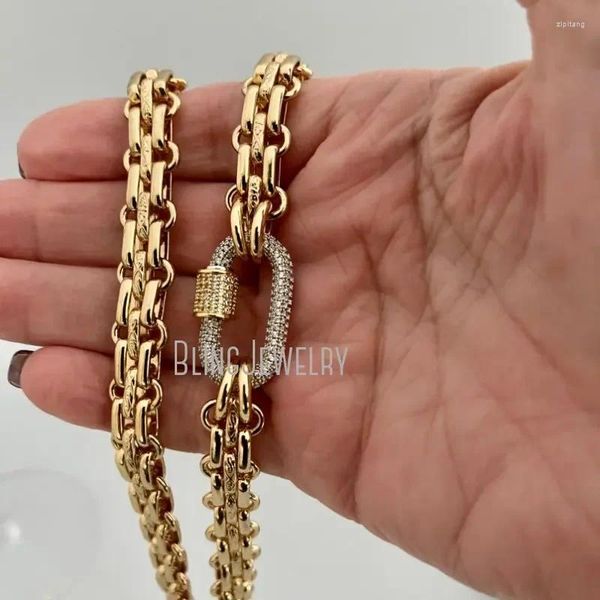 Catene 10 pezzi Collana a catena multilink Moschettone Cubic Zirconia Chiusura a vite Chiusura Girocollo Accessorio di design per donna Gioielli in acciaio inossidabile