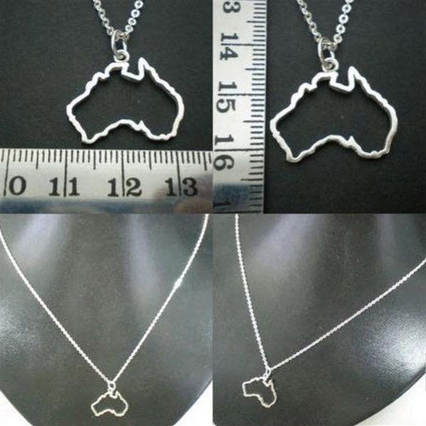 Collana con ciondolo mappa Australia 5 pezzi - Collana con mappa geografica Sydney Melbourne Perth Brisbane Tasmania Geek City gioiello293I