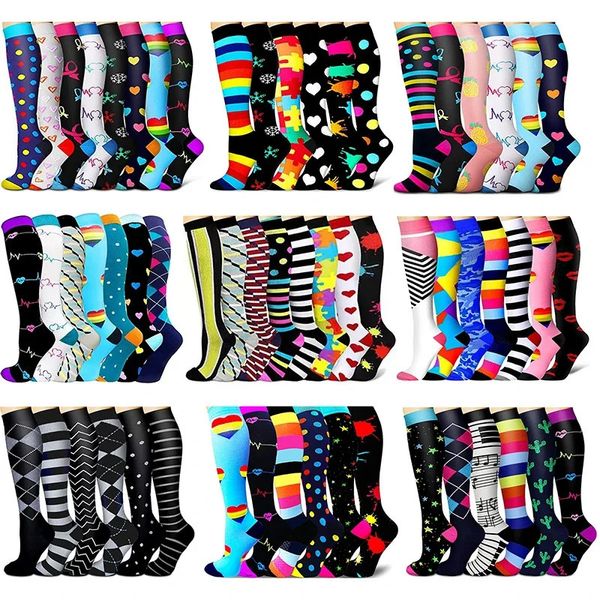 Sportsocken 35678 Paare Los Pack Frauen Männer elastischer Klettern Radsport Schöne Beinkompressionsstrümpfe laufen Krankenschwester Sox 231213