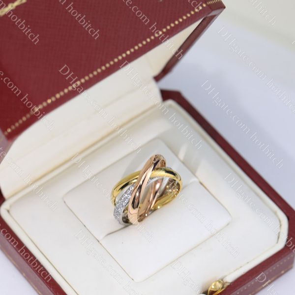 Designer três em um anéis para mulheres anel de diamante de luxo alta qualidade senhora anel de noivado jóias clássico anel trindade presente dos namorados