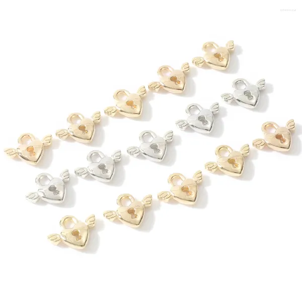 Pendenti e ciondoli 100 Pz 12x15mm Oro Argento Colore Ciondolo con serratura a cuore in plastica CCB per gioielli con ciondoli Creazione di gioielli fai da te Collana orecchino braccialetto