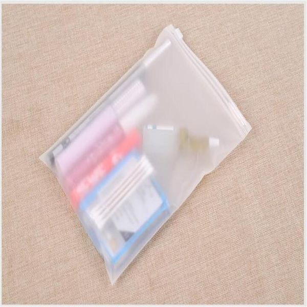 Saco de armazenamento de plástico transparente fosco inteiro com zíper selo sacos de viagem válvula slide selo embalagem bolsa para roupas cosméticas 10pcs lot217q