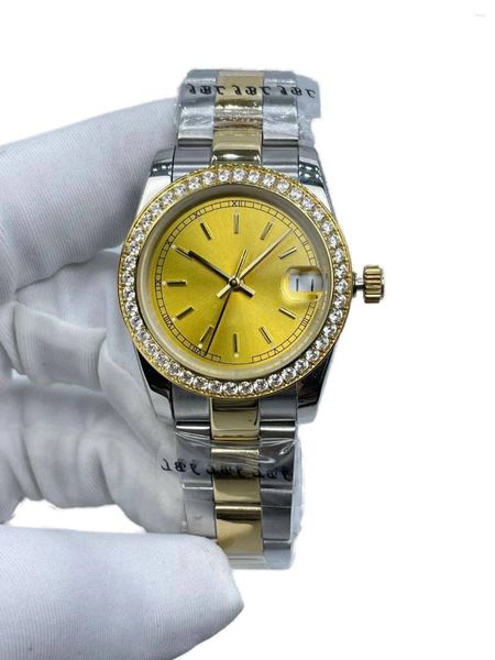 Relógios de pulso Relógio Feminino: Diamante Dial 31mm Calendário Janela Precisão Aço Cinta Fivela Dobrável