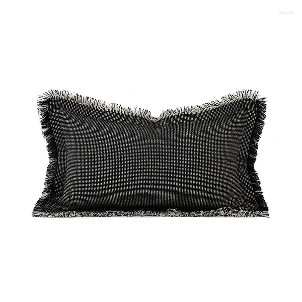 Cuscino Plaid Bianco Nero 30x50 cm Con Nappa Di Lusso Quadrato Decorativo Federa Vita Per La Camera Da Letto Divano Sedia Decorazioni Per La Casa