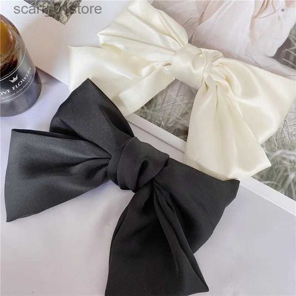 Copricapo Accessori per capelli Elegante macchia francese Fiocchi per capelli Clip Bianco Nero Indietro Testa Bowknot Forcina per feste Barrettes Grip Copricapo Accessori per capelli coreaniL231214