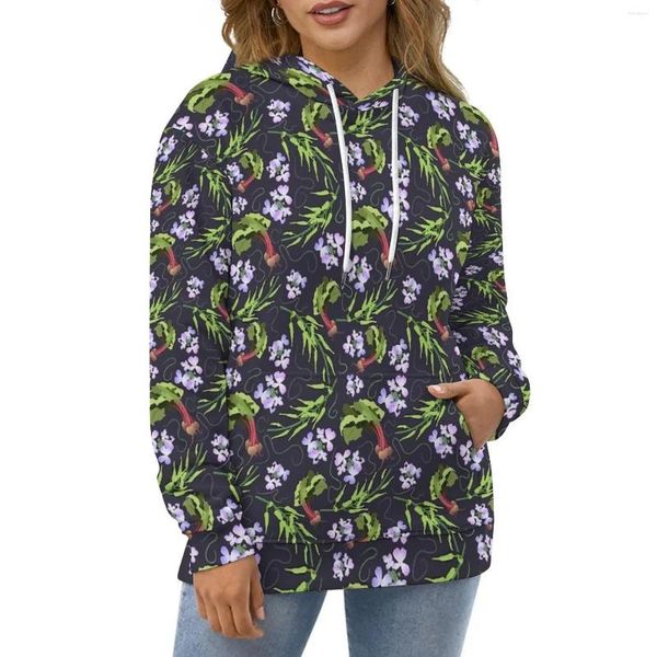 Hoodies femininos rabanetes rabanetes de vegetais roxos Hoodie de tamanho grande damas de manga longa Y2K Sweethirs casuais