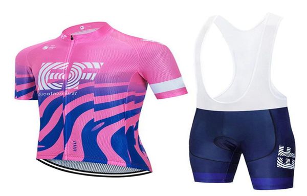 Männer EF Education First Team Sommer Radtrikot Anzug Kurzarm Tops Trägershorts Set MTB Fahrradbekleidung Fahrrad Uniformen 0301024844495