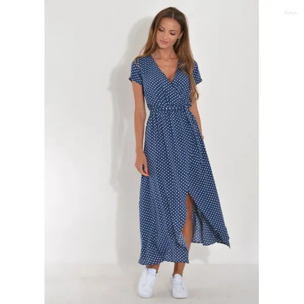 Vestidos casuais verão moda até vestido escritório v-pescoço senhoras robe vintage solto bohe impressão sexy fenda praia elegante maxi 2023