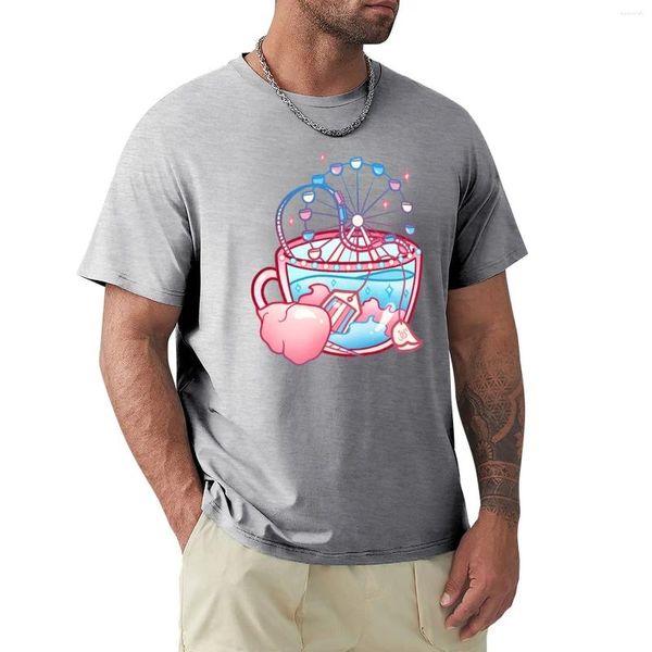 Herren-Poloshirts, Pride Flag Teacup – Cotton Candy Transgender-T-Shirt, süße Kleidung, Anime-T-Shirts, kurze schwere T-Shirts für Männer