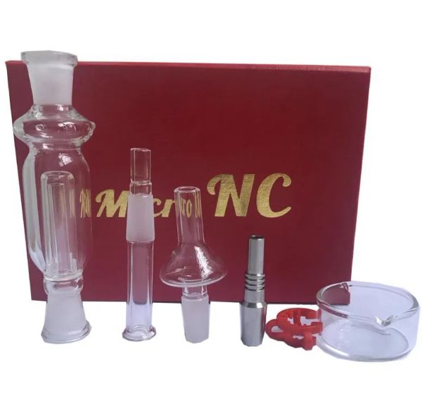 10mm Nectar Collector Kits Micro NC Bong Kit Rauchen mit Edelstahl-Glasspitzen Wasserpfeifen Bongs Bohrinsel Dab Rigs Vaporizer Geschenk 12 LL