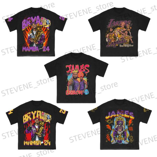 Men's T-Shirts Bryan LA Men's T-Shirt Daily Short Sleeve T-Shirt Men's Basketball Sports Style Loose Cartoon Cotton Clothes Print Top 2023 New T231214