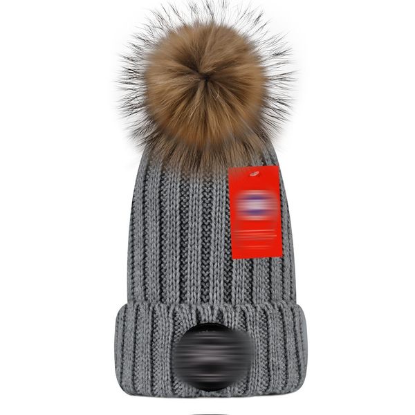 Kapa Tasarımcı Kış Örme Beanie Yün Şapka Erkekler Kadın Tıknaz Örgü Kalın Sıcak Sahte Kürk Şapkalar Kadın Bonnet Gerçek Hairball F1