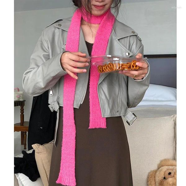 Schals Y2k Schlanker und schmaler Schal mit kleiner Schnürung Dopamin-Accessoires Dünnes Band Einfarbig für Frauen Instagram St