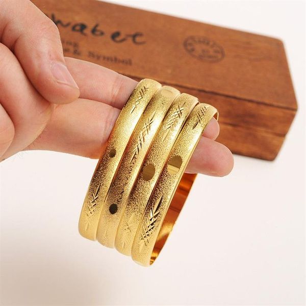 Scatola da 4 pezzi Intera moda matrimonio braccialetto gioielli 14k giallo oro massiccio GF riempito Dubai braccialetto donne Africa arabi articoli289G