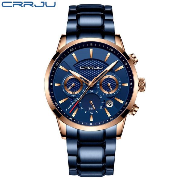 CWP 2021 Crrju Business Men Watch Fashion Blue Chronograph Orllo a polso Casual Orologio Casual Orologio Renogio Masculi188l