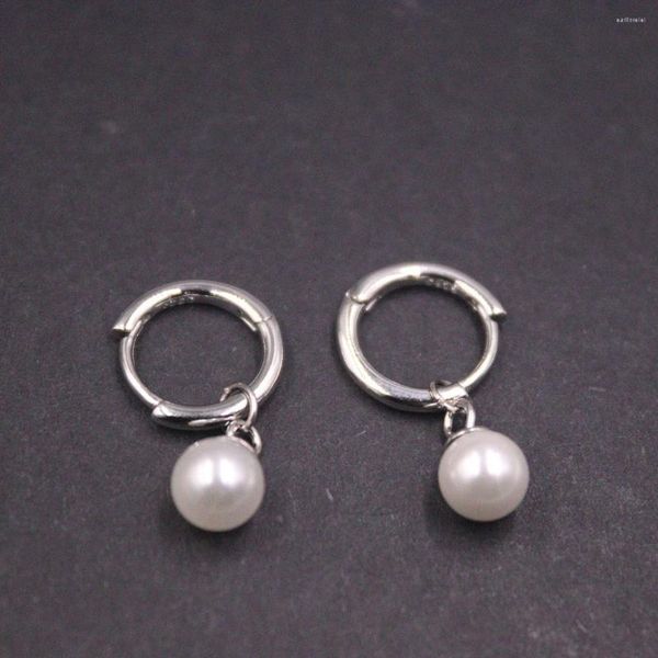 Orecchini pendenti in vero argento sterling S925 da donna, sfera in madreperla, goccia da 6 mm