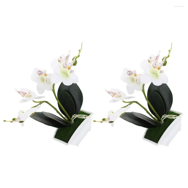 Simulação de flores decorativas Phalaenopsis Pote artificial falso bonsai emulado vaso de plástico