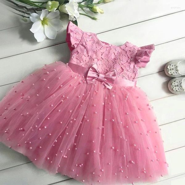 Mädchen Kleider Kleinkind Baby Mädchen Kleid 2023 Geboren Geburtstag Party Kostüme Prinzessin Hochzeit Perlen Tüll Tutu Spitze Puffy Für Kind