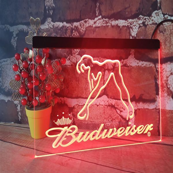 B02 Budweiser экзотическая танцовщица стриптизерша бар паб клуб 3d вывески светодиодный неоновый свет вывеска домашний декор Crafts232d