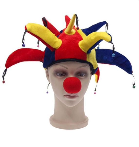 Lustige mehrfarbige Halloween -Hüte und Caps Jester Clown Mardi Gras Party Kostümhut Erwachsener Outfit Kostüme2491306