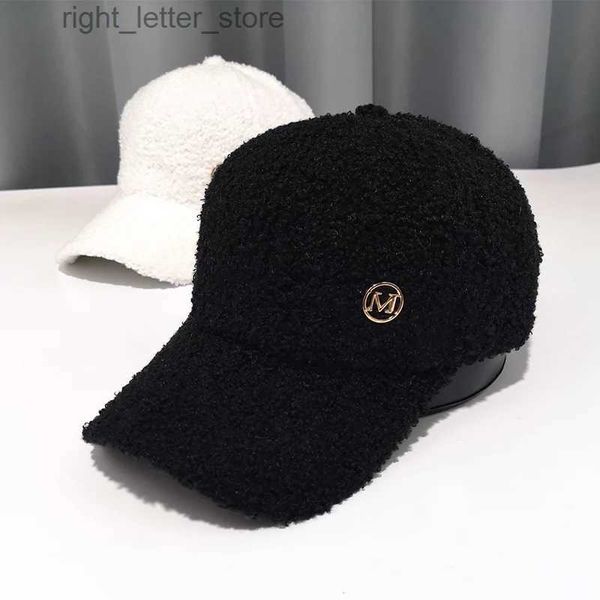 Шарики имитация ягненка Wool Warm Caps для мужчин и женщин осень и зимние модные модные новые бейсбольные шляпы Korians Ladies YQ231214