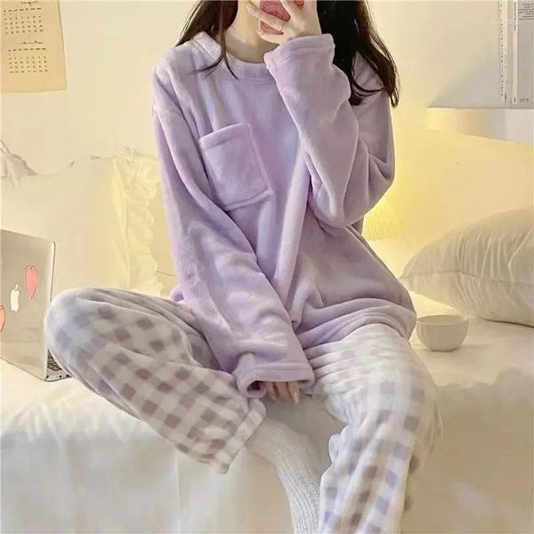 Mulheres sleepwear coral veludo pijama feminino 2023 outono e inverno flange engrossa mais bonito jade cão serviço de casa