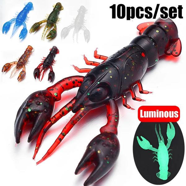 Baits Lures 10 Stück Weichköder Künstlicher Köder Garnelen Hummer Krebse Wurm Shad Aal Needfish Swimbait Jigkopf Angelgerät Zubehör 231214