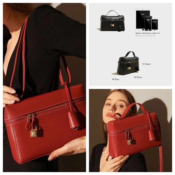 2023 LP27 Xtra Bag Pouch Tote Lunch box L27 Pouch Handbag LORO Moda Donna Borse a tracolla Tasca extra Designer in pelle Cerniera bidirezionale Crossbody Totes per il trucco