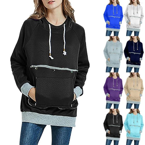 Kadın Hoodies Sweatshirt Kadınlar için Sweatshirt Hooded Sweat Gömlek Sonbahar ve Kış Velvet Gevşek Evcil Hayvan Uzun Kollu