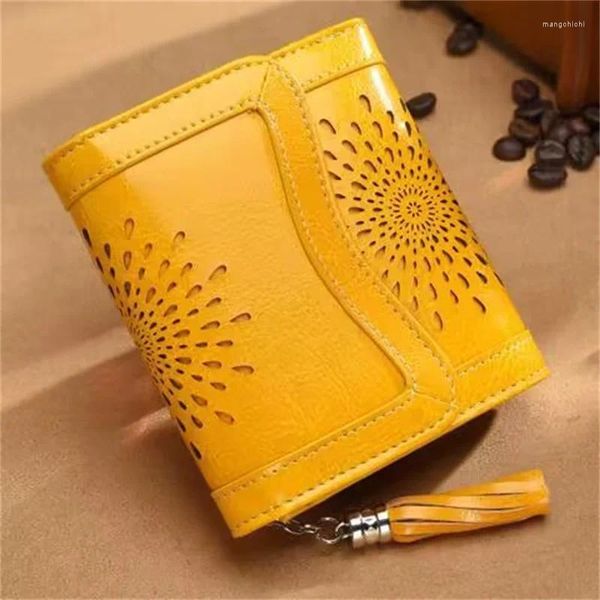 Brieftaschen Vintage Short Wallet Woman Blumenkartenhalter