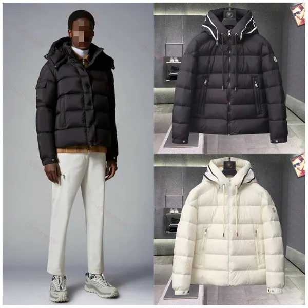 Casaco de grife homens jaqueta puffer mulheres jaqueta de inverno mulher elegante casaco quente marca de luxo crachá decoração com capuz à prova de vento engrossado quente ganso para baixo jaqueta masculina