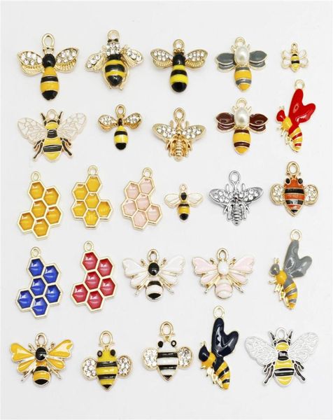 20 PZ Smalto Ape Pendenti E Ciondoli In Lega Casuale Misto Bumblebee Honeybee Collana Risultati Del Pendente Creazione di Gioielli Accessorio6093104