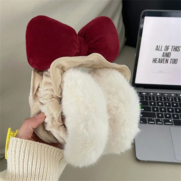 Ear muffs inverno dobrável orelha muffs bonito princesa arco earmuffs mulheres pelúcia quente earflap ao ar livre à prova de frio capa de ouvido criança menina fones de ouvido 231214