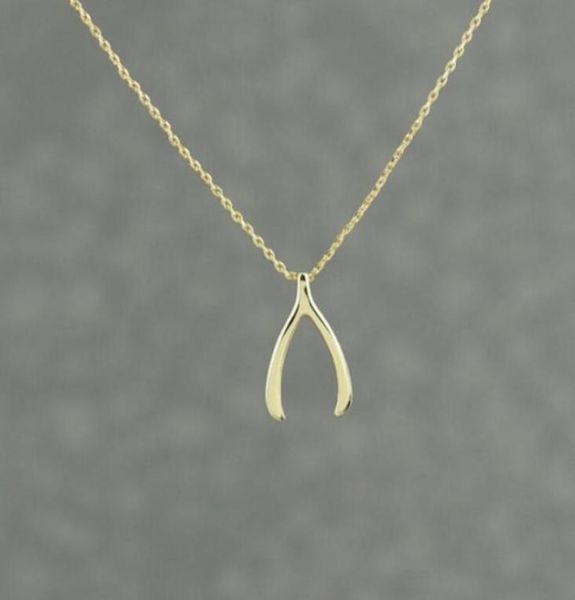 Trendy Wishbone Lucky Ciondolo Collana in oro placcato argento Gioielli di moda Collana da donna Collane5450720