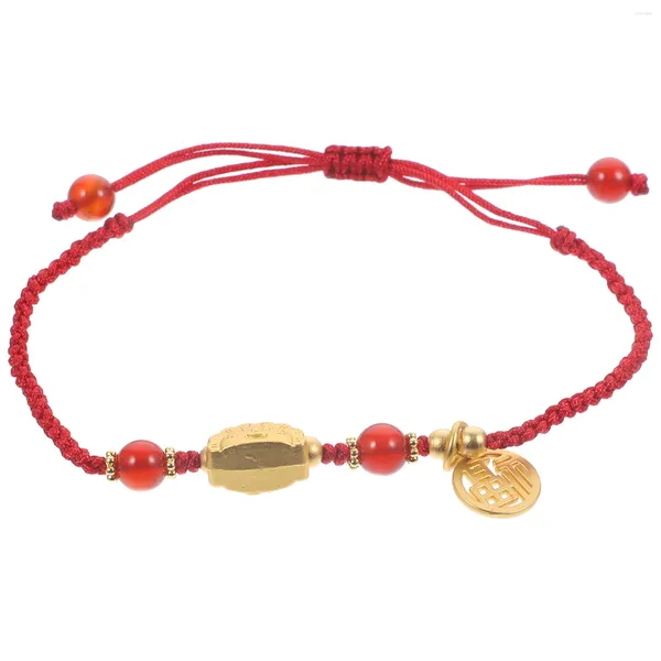 Braccialetti con ciondoli Bracciale rosso Gioielli da polso Corda intrecciata Accessorio Anno Drago Stile cinese