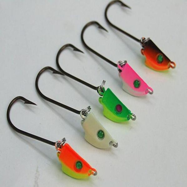 7g 105g 14g Testa jig da pesca Testa di piombo Gancio Forma unica Crea esca morbida Gancio VMC oscillante flessibile Cinque colori per laghi di mare fi6833043