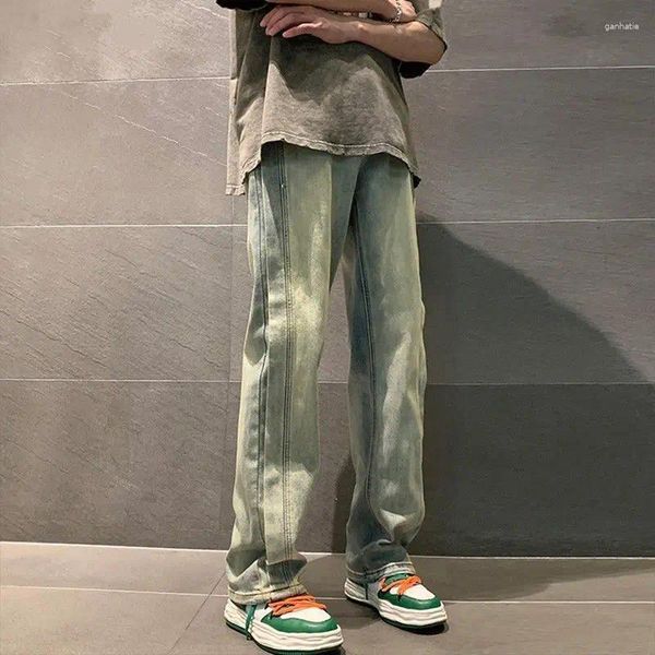 Мужская джинсовая уличная одежда 2023 весна осенняя мода свободна широкая нога мешкора