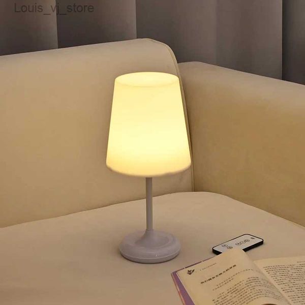 Luci notturne Lampada da tavolo con sensore tattile a LED Protezione per gli occhi Lampada da tavolo dimmerabile con ricarica USB Telecomando senza fili Lampada da notte per camera da letto YQ231214