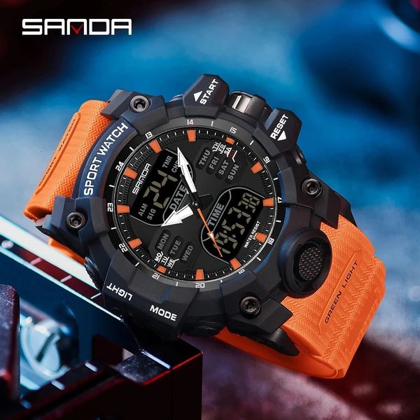 Armbanduhren Sanda 6126 Produkt Wecker Multifunktionale Herrenmode Trend Koreanische Ausgabe Wasserdichte stoßfeste Armbanduhr 231213