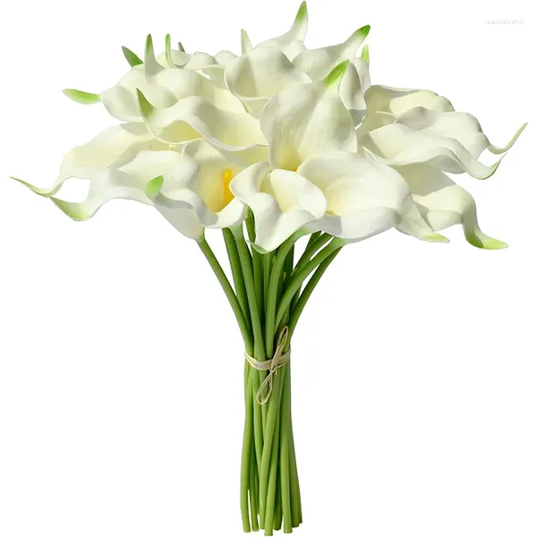 Dekorative Blumen, 5/10 Stück, weiße künstliche Blumen, Calla-Lilien, Seidenstrauß, Hochzeit, Brautparty, Party, Heimdekoration, fühlt sich echt an, gefälscht