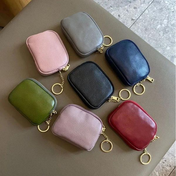 Aufbewahrungstaschen Mode Einfache Echtes Leder Kurze Brieftasche Kartenhalter Organizer Mini Reißverschluss Niedliche Geld Frauen Kupplung Geldbörse