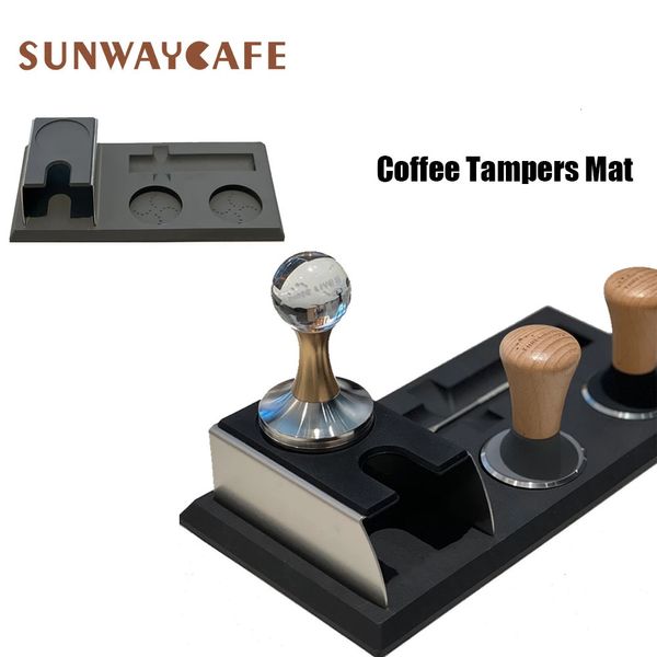 Tampers Espresso Coffee Mat Canelado Tampering Canto Pad Antiderrapante Alimentos Seguro Silicone Borracha Coffeeware Tamping 231214