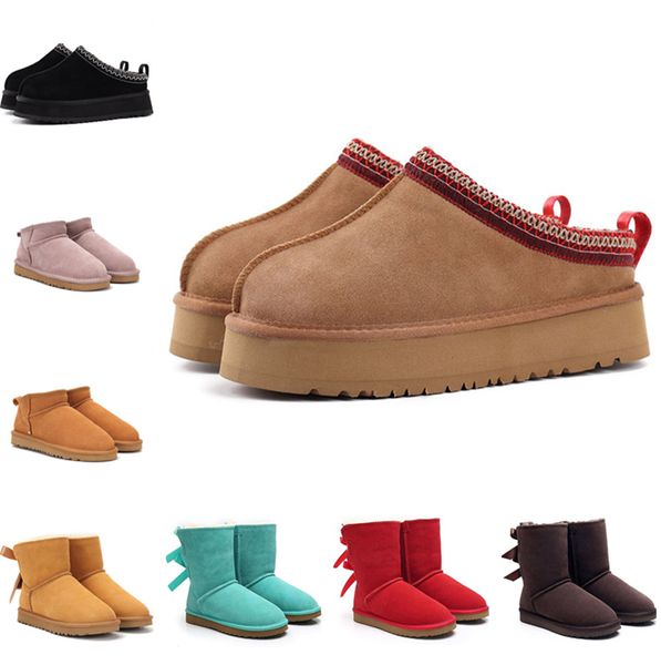 Designer botas de neve australianas femininas sola grossa botas curtas de inverno meninas botas de neve clássicas botas de menina botas de inverno fivela de pele neve meio joelho mulher curta