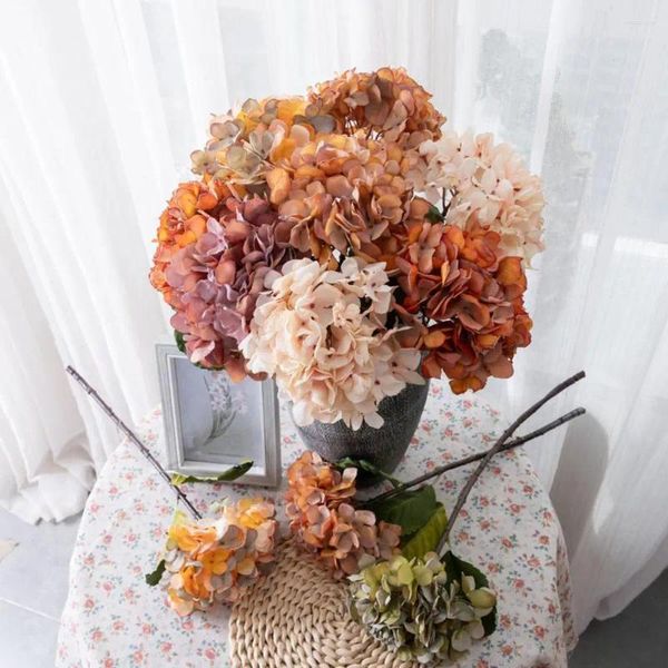 Dekoratif çiçekler faux açık hava kullanımı için gerçekçi simüle edilmiş ortanca ev dekoru düğünler soluk dirençli yapay çiçek bitkisi